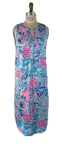 Abito Lilly Pulitzer Naila Midi Zanzibar blu festa principessa taglia M - Foto 1 di 10