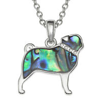 Cute Pug Dog Canine Collection Silver Tone Metal Pendant Necklace