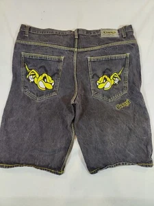 Vintage Coogie Shorts Men's W44 Jeans Embroidered Bee Hippie Hip Hop Denim Black - Picture 1 of 9