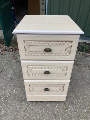 Vintage Retro Courts Cream Bedside Cabinet Unit Table Chest 3 Drawers - Image 1 of 4
