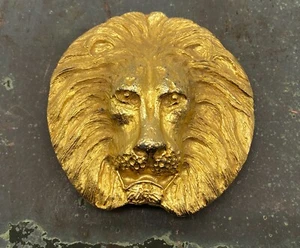 Vintage Gold Finish Löwenkopf Gürtelschnalle - Schwermetall - 4 Zoll Statement - Bild 1 von 5