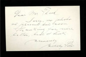 Eddie Polo D.1961 Actor Signed 3" x 5" Index Card