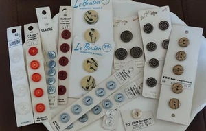 45 Vintage Buttons New on Cards Plastic and Metal - Picture 1 of 2