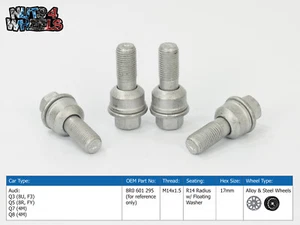 4 x Silver Wheel Bolts fits Audi Q7 (4M) OEM Alloy & Steel Wheels - Picture 1 of 2