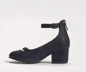 Sam Edelman Evelyn Betty New Girls 3 Black Glitter Ankle Strap Mary Jane Shoe - Picture 1 of 7