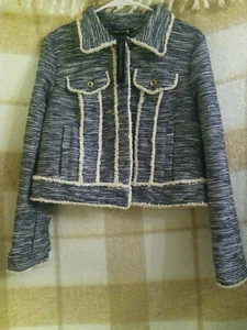 Catherine Malandrino Faux Suede Jacket Women's Navy Ivory BNWT $118 - Picture 1 of 12