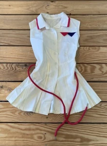 Vintage Handmade Girl’s Sleeveless Pleated Dress size 4 Ivory AH - Picture 1 of 4