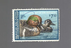 US Federal Duck Hunting Stamp $7.50 - Green-winged Teal RW46 1979 USED PRE OWNED - Picture 1 of 2