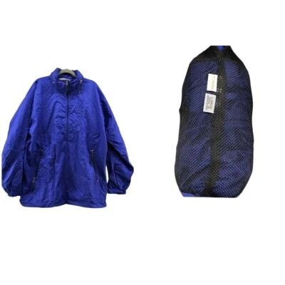 EMS Packable Windbreaker Jacket Mens L Blue Hidden Hood Outdoors Hiking Camping - Image 1 of 4