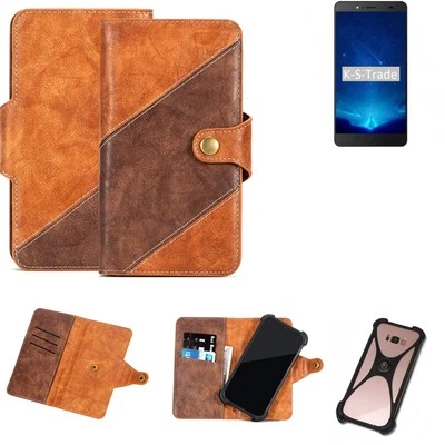 Handy Schutzhülle für Bluboo Maya Max Handy-Cover Braun Booklet Case - Bild 1 von 4