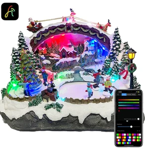 Christmas Resin Craft Ornaments Carnival Parachute Playground Music LED Lights - Picture 1 of 32