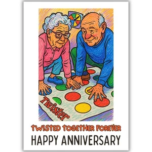 Funny Anniversary Card Twister Old Couple Humour Rude Joke Husband Wife Him Her - Picture 1 of 8