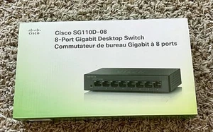 CISCO SYSTEMS MODEL SG110D-08 - 8 PORT GIGABIT SWITCH BLACK - New Open - Picture 1 of 3