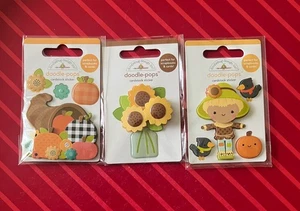 #D117 - THANKSGIVING KÜRBISSE HORN VIEL SCHEUCHE DOODLE-POPS 3D AUFKLEBER - Bild 1 von 1