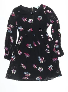 New Look Women's Black Floral Fit & Flare Dress Size 16 - Picture 1 of 12