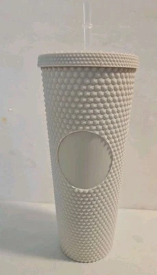 Studded Tumbler W/ Straw Tumblers Lids And Straws 24 Oz Cups White -Customizable - Image 1 of 4