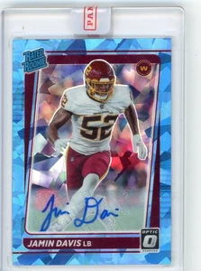 2021 Panini Donruss Optic Jamin Davis Blue Ice Rated Rookie RC Auto /15 Jets NFL - Picture 1 of 1