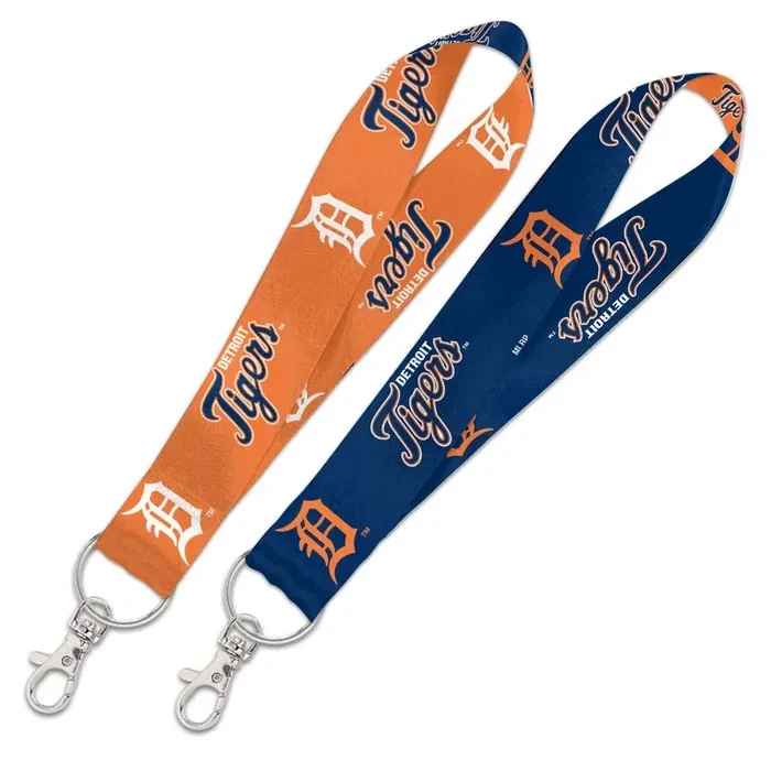 DETROIT TIGERS 2 SIDED LANYARD KEYCHAIN 1" WIDTH 8" LENGTH W/ METAL CLASP - Image 1 of 1