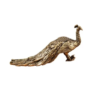 Brass Peacock Art Ornament Tiny 5.7cm Sculpture for Bedroom Living Room Home - Picture 1 of 6