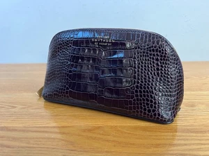 Fantastic Smythson Aubergine Mara Leather Cosmetic Make Up Case RRP £250 - Picture 1 of 11