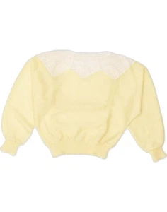 VINTAGE Womens Boat Neck Jumper Sweater UK 16 Large Yellow Cotton QI03 - Picture 1 of 3