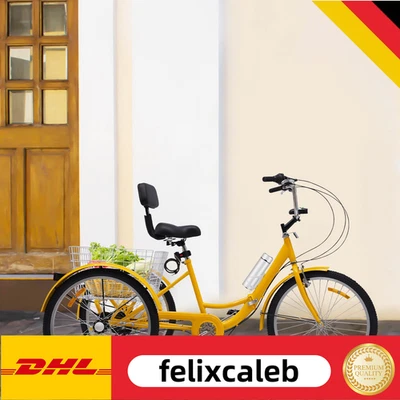 24 Zoll Dreirad Erwachsene 7-Gang+LED Licht Klapprad Adult Tricycle Klappfahrrad - Bild 1 von 4