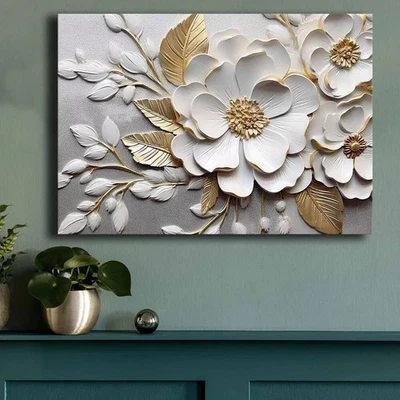 Leinwand Bild Blumen 3D Modern Wohnzimmer Groß Leinwandbild 70cm x 100cm - Bild 1 von 3
