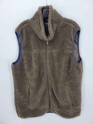 Chaleco Estoico Para Hombres XL Marrón Pila Profunda Polar Cremallera Completa Bolsillos Prendas Exteriores Exterior Foto 1 de 4