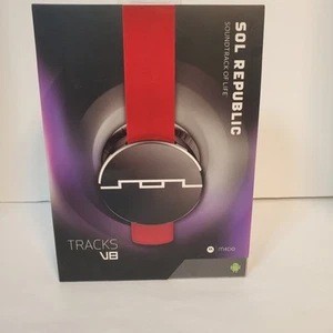 Sol Republic Sound Tracks V8 On Ear Wired Red Headphones Music & Phone Control - Zdjęcie 1 z 13