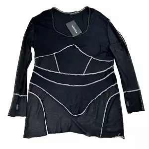 NEW PRETTYLITTLETHING Sheer Long Sleeve Dress W/ Thumbholes Women's Size 18 - Picture 1 of 8