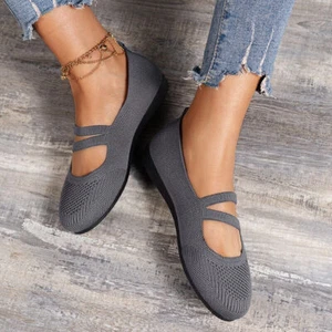 🔥NEU Damen Ballerinas Slip On Knit Kleid Schuhe Pumps Schuhe Runde Zehe Komfort - Bild 1 von 17