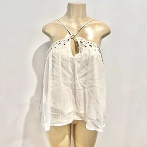 H&M Chiffon Halter Eyelet Top Sz 8 Loose Camisole Spaghetti Straps - Picture 1 of 7