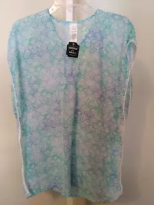NWT Summer Crush Macy's Girls Sheer Top Size L Beach Cover Up Blue Shells Swim - Picture 1 of 4