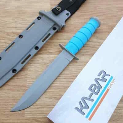 Cuchillo fijo KaBar USSF barra espaciadora 7" gris 1095 Cro-Van hoja de acero mango de goma Foto 1 de 2