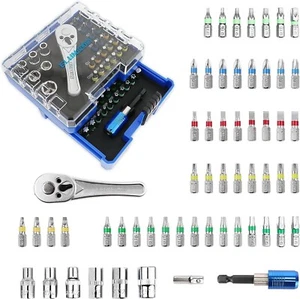 58PZ Mini Chiave a Cricchetto Cacciavite Presa Esagonale Torx Bit Set 1/4" Acciaio Lega - Foto 1 di 8
