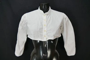 Gr.46 Dirndlbluse weiß Bluse für Dirndl Baumwolle mit Spitze B10520 - Bild 1 von 4