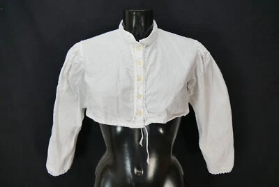 Gr.46 Dirndlbluse weiß Bluse für Dirndl Baumwolle mit Spitze B10520 - Bild 1 von 4
