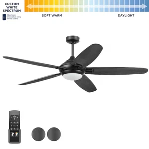 Harbor Breeze Arbormere 60-in Matte Black with Driftwood Blades Color-changing I - Picture 1 of 5