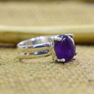 Amethyst Gemstone  925 Starling Silver Handmade Ring Jewelry VV-594