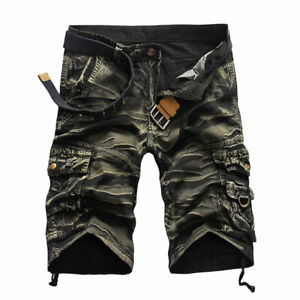 Mens Tactical Military Combat Cargo Shorts Trousers Casual Camo Army Half Pants