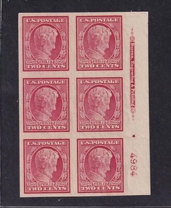 1909 LINCOLN Sc 368 imperf MNH with OG XF plate block of 6 (T5 - Picture 1 of 2