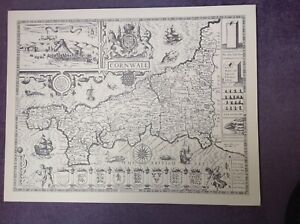 CORNWALL 1610 MAP by John Speed - Uncoloured