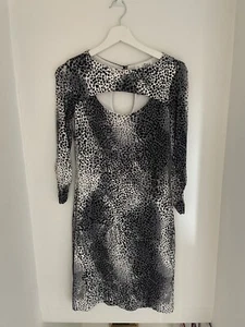 JOSEPH RIBKOFF BNWT RRP £295 B/W & Grey Animal Print Sz 10 Cut Out Detail Dress - Picture 1 of 5