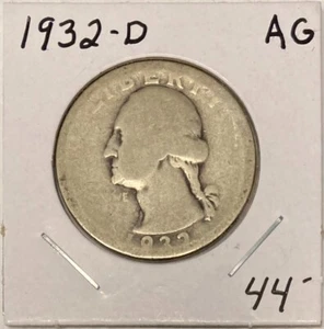1932-D Washington Silver Quarter, AG Condition, Key Date Mintage 436,800! - Picture 1 of 2