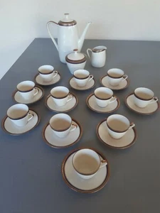 VINTAGE SERVIZI CAFFE' X10 PORCELLANA BAVARIA SCHUMANN ARZBERG GERMANY BORDO ORO - Foto 1 di 8