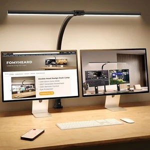 Fomyheard Doppelkopf LED Schreibtischlampe 5 Helligkeitsstufen Dimmbar 2700-6500 - Bild 1 von 6