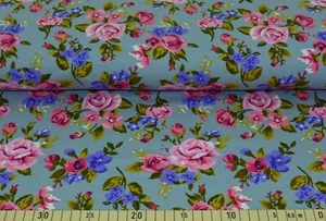 French Terry Sweatstoff Stretchsweat Rosenblüte Grau - Bild 1 von 1