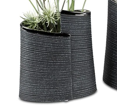 Deko Vase ANTHRAZIT WRAP H. 19cm B. 17cm silber grau Keramik Formano - Bild 1 von 2