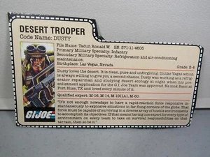 GI JOE -- 1985 DUSTY Karteikarte - 10 + Artikel = KOSTENLOSER VERSAND -- GIJOE - Bild 1 von 2