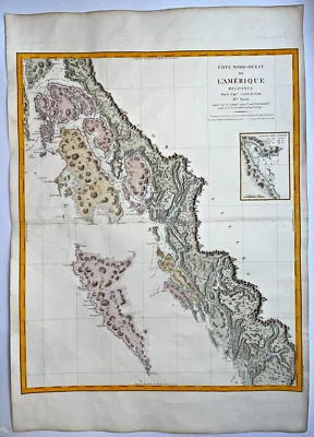 ALASKA & BRITISH COLUMBIA 1799 GEORGE VANCOUVER VERY LARGE ANTIQUE ENGRAVED MAP - Image 1 of 4